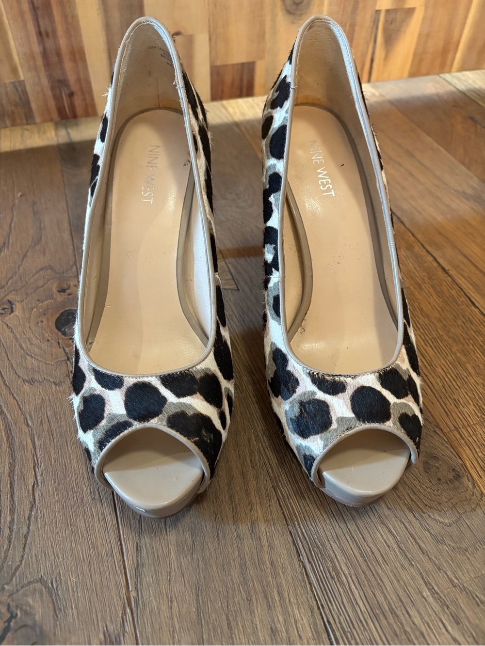 Nine West Animal Print Peep-Toe Heels